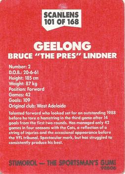 1989 Scanlens VFL #101 Bruce Lindner Back